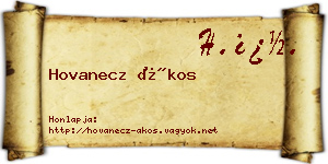 Hovanecz Ákos névjegykártya